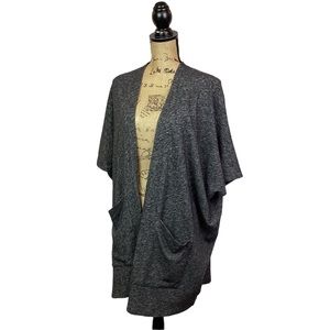 Eileen Fisher Open Long Wool Cardigan Sleeveless Pockets